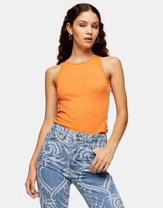 Оранжевая майка в рубчик Topshop-Оранжевый цвет