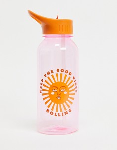 Бутылка для воды с надписью "Let the good times roll" емкостью 1 л Typo-Розовый