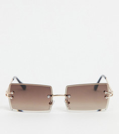 Солнцезащитные очки без оправы с коричневыми стеклами South Beach-Золотистый