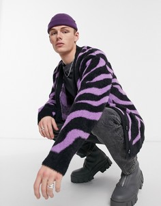 Фиолетовый кардиган с зебровым принтом Vintage Supply-Сиреневый