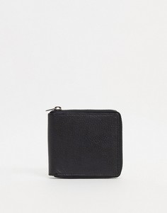 Кожаный бумажник с круговой молнией Urbancode-Черный цвет