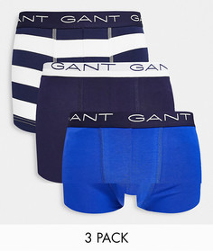 Набор из 3 боксеров-брифов с принтом в полоску и логотипом на поясе Gant-Темно-синий