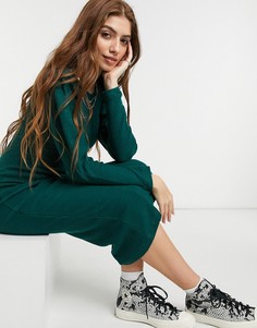 Бирюзовое платье макси в рубчик со вставками Topshop-Зеленый цвет