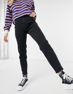 Черные джинсы в винтажном стиле с завышенной талией Pieces Kesia-Черный цвет
