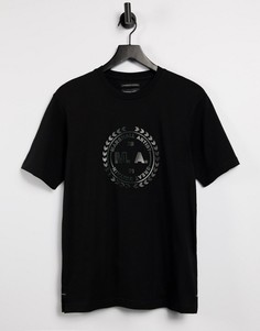 Черная плотная футболка с принтом логотипа Marshall Artist-Черный цвет