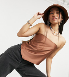 Атласный топ-шарф в стиле 90-х цвета мокко COLLUSION-Коричневый цвет