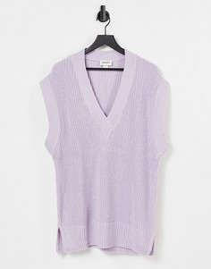 Сиреневый вязаный жилет с V-образным вырезом Monki Elise-Фиолетовый цвет