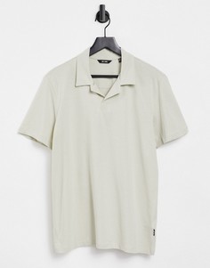 Трикотажная футболка-поло бежевого цвета с отложным воротником Only & Sons-Коричневый цвет
