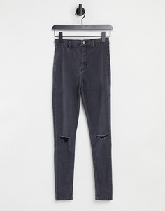 Черные выбеленные рваные джинсы Topshop Joni-Черный цвет