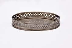 Поднос декоративный iron oval tray (abby décor) серый 23x3x17 см.