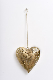 Декоративное подвесное сердце (abby décor) золотой 20x21x7 см.