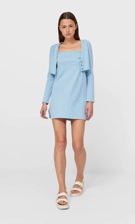 Stradivarius Короткий Комплект С Платьем В Клетку Виши Небесно-Голубой L