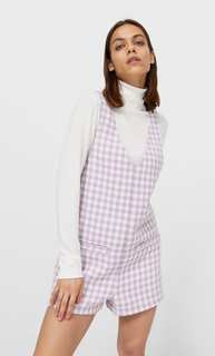 Stradivarius Комбинезон В Клетку Сиреневый Xl