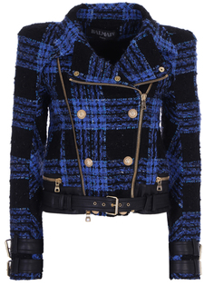 Куртка-косуха в клетку Balmain