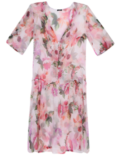 Туника шелковая с принтом Ritratti