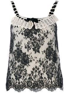Christian Dior трикотажный топ с кружевом pre-owned