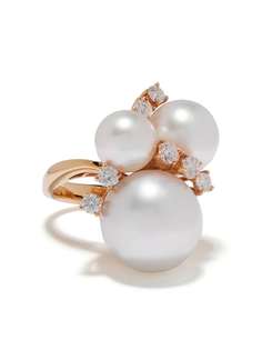 Yoko London кольцо Aurelia из розового золота с бриллиантами и жемчугом