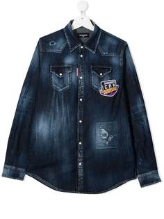 Dsquared2 Kids джинсовая рубашка с эффектом разбрызганной краски