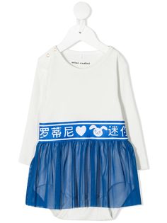 Mini Rodini платье со вставкой из тюля и логотипом