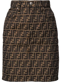 Fendi Pre-Owned джинсовая юбка с узором Zucca