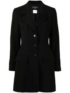 Chanel Pre-Owned однобортное пальто 1997-го года на пуговицах с логотипом CC