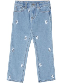 Burberry Kids джинсы с вышитой монограммой