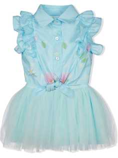 Lapin House платье-рубашка с подолом из тюля