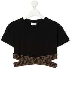 Fendi Kids укороченная футболка с логотипом