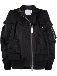 Sacai бомбер асимметричного кроя со структурированными плечами