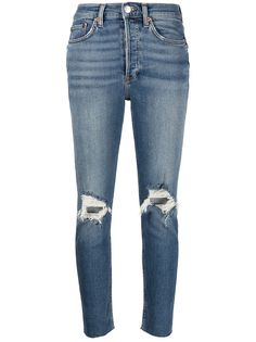 RE/DONE укороченные джинсы кроя слим с прорезями