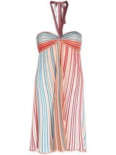 M Missoni полосатое платье мини с вырезом халтер