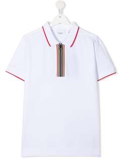 Burberry Kids рубашка поло с отделкой в полоску Icon Stripe