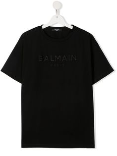 Balmain Kids футболка с вышитым логотипом