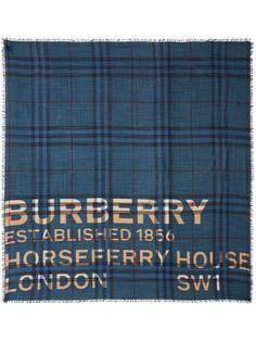 Burberry клетчатый шарф с принтом Horseferry