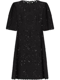 Dolce & Gabbana платье с короткими рукавами и цветочной вышивкой