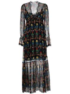 Ermanno Ermanno прозрачное платье с цветочной вышивкой