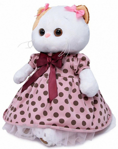Мягкая игрушка BUDIBASA "Кошечка Ли-Ли", 24 см, в розовом платье в горох (LK24-061)