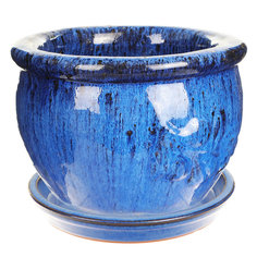 Горшок Hoang pottery олива 14x10 см синий c поддоном