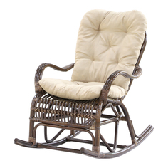 Кресло-качалка Rattan grand medium brown с подушками
