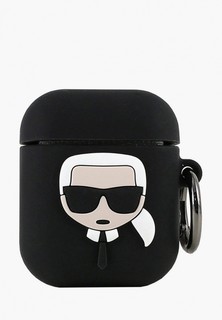 Чехол для наушников Karl Lagerfeld Airpods, Karl Silicone case with ring Black