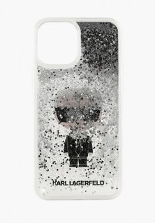 Чехол для iPhone Karl Lagerfeld 12 mini (5.4), Liquid Glitter Ikonik Karl (inner) Silver