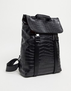 Рюкзак из крокодиловой кожи с двумя зажимами Smith & Canova-Черный цвет