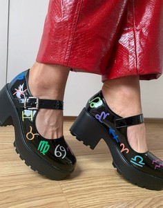 Черные туфли из экокожи на каблуке с принтом Koi Footwear Gamzee-Черный цвет