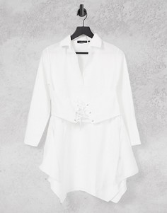 Белое платье-рубашка с корсетной вставкой Lasula-Белый