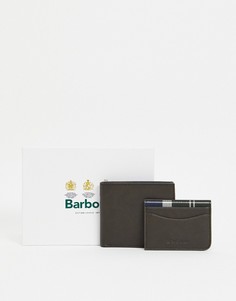 Оливковый кожаный бумажник и кредитница Barbour-Зеленый цвет
