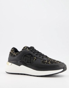 Черные твидовые кроссовки с логотипом River Island-Черный цвет