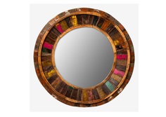 Круглое зеркало рахула (indian story) мультиколор 83x83x10 см.