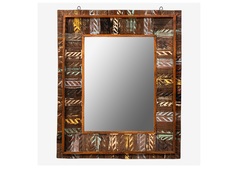 Зеркало в деревянной раме карвар (indian story) мультиколор 77x99x10 см.