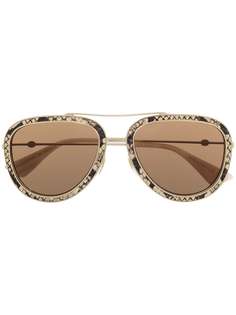 Gucci Eyewear солнцезащитные очки со змеиным принтом