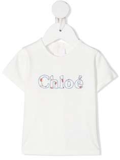 Chloé Kids футболка с короткими рукавами и вышитым логотипом